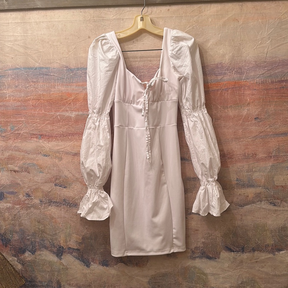 White Puff Sleeve Dress